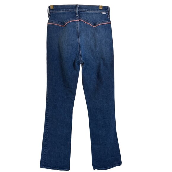 Mother Jeans Size 26 The Snap Hustler Flare Ankle Piping Accent Stretch Med Blue - Picture 7 of 12